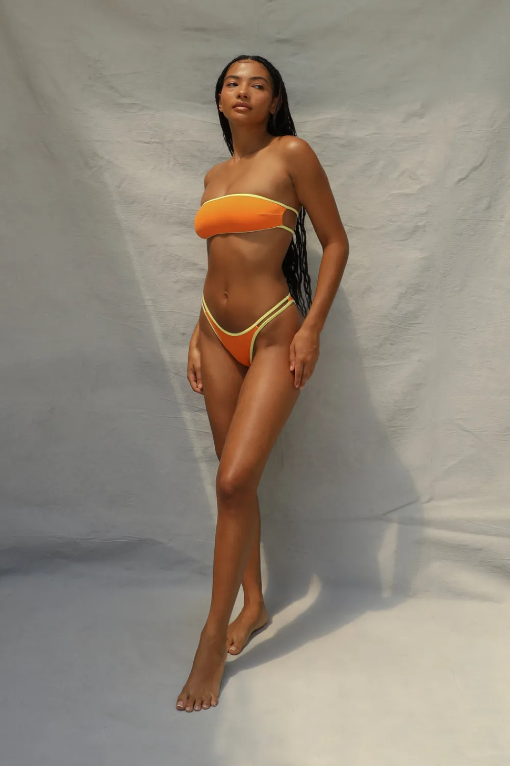 Toast Swim Bind Slide Bandeau Top - Tangerine/Lemon Fizz