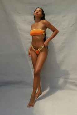Toast Swim Bind Slide Bandeau Top - Tangerine/Lemon Fizz