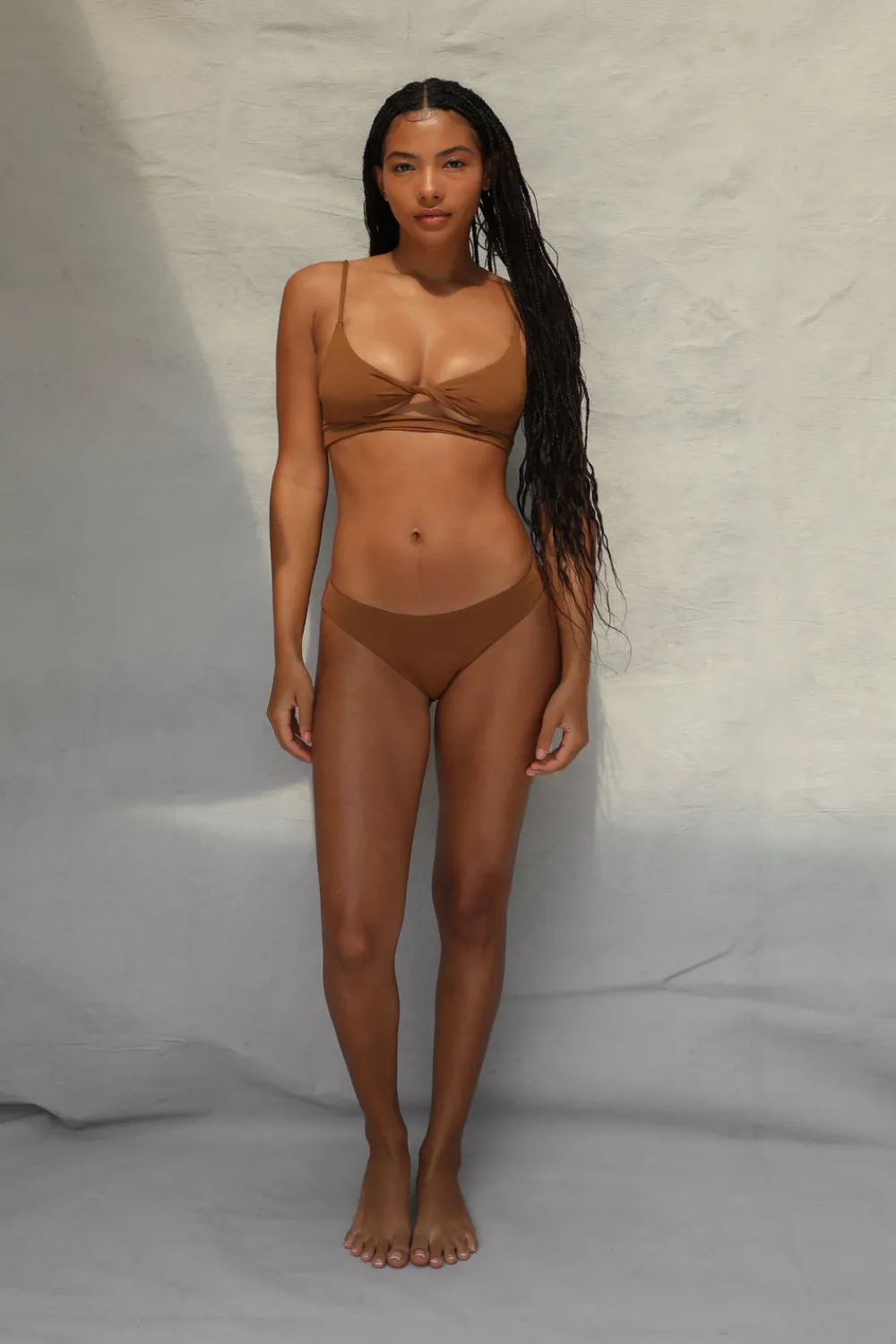 Toast Swim Twist Bikini Top - Toffee